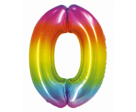 vaivorykštės spalvų spalvoti foliniai helio balionai skaičiai 0 1 2 3 4 5 6 7 8 9