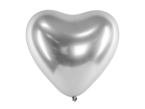 Balionai širdelės sidabro spalvos (Glossy)