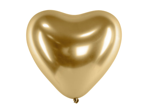 balionai širdelės formos auksiniai aukso spalvos