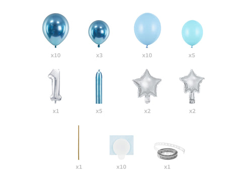 balionai balionas balionų rinkinys dekoracija pirmas gimtadienis mėlyna berniukas 1