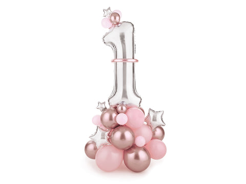 balionai balionas balionų rinkinys dekoracija pirmas gimtadienis rožinė mergaitė 1