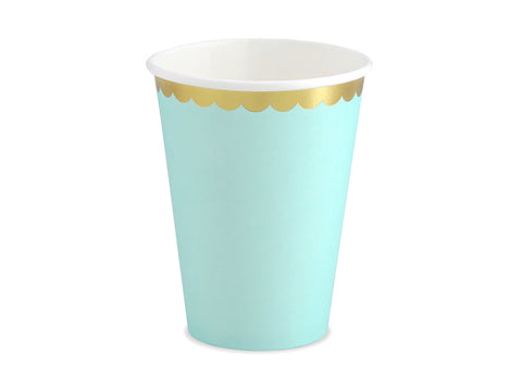 Vienkartiniai puodeliai "Mėtiniai su aukso juosta"