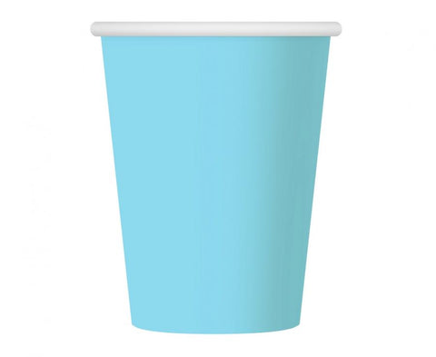 popieriniai vienkartiniai puodeliai mėlyni