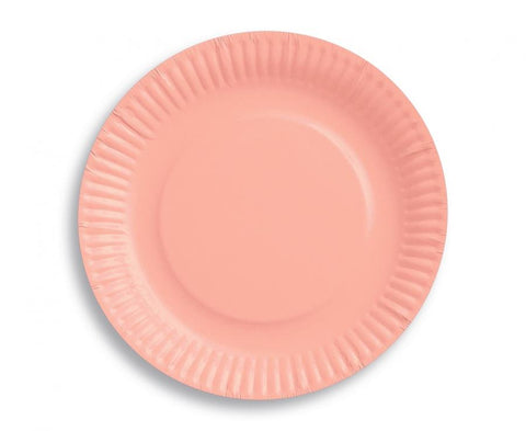 pastelinės popierinės lėkštės rožinės spalvos