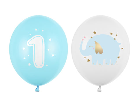Mėlynas balionų rinkinys "1 ir drambliukai"