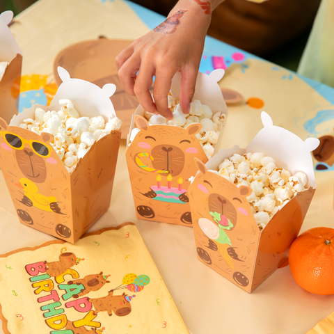 Popcorn dėžutės vaikų gimtadieniui su mielomis kapibaromis