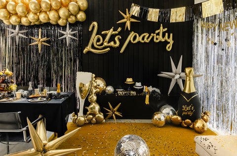 Folinis užrašas Let's Party gimtadienio sienelei ir fotosesijai