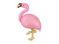 Rožinis flamingo formos folinis balionas auksinėmis kojomis ir sparno akcentais, 68 × 85 cm