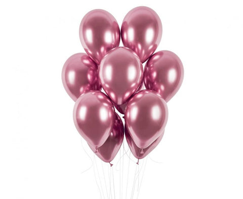 blizgūs blizgantys metalizuoti rožiniai balionai