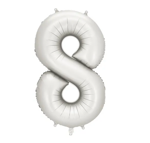 Matte silver foil balloons numbers 0 to 9