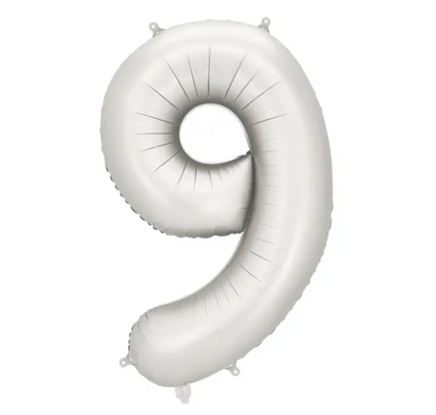 Matte silver foil balloons numbers 0 to 9
