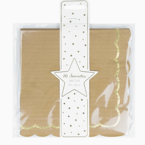 Popierinės servetėlės "Kraft and Gold"