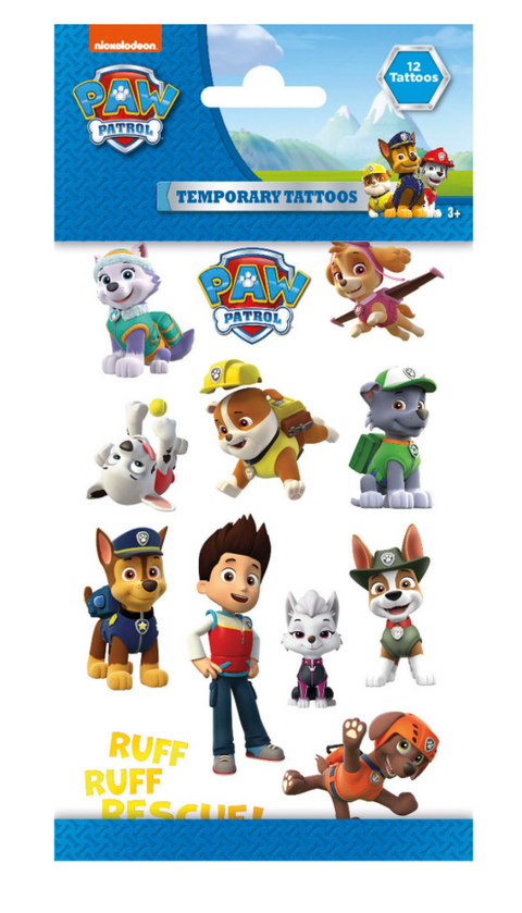 Laikinos Paw Patrol suniuku patruliu tatuiruotės vaikams – spalvingi personažai