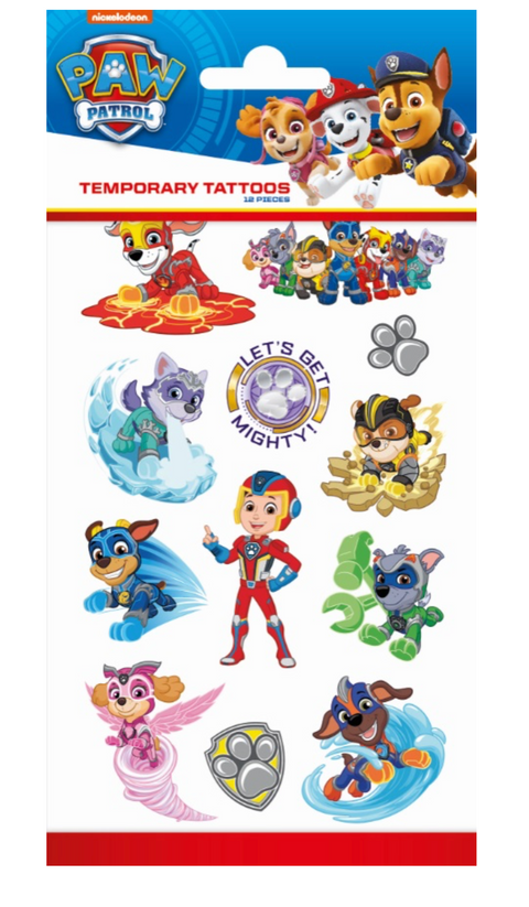 Laikinos Paw Patrol suniuku patruliu tatuiruotės vaikams – spalvingi personažai