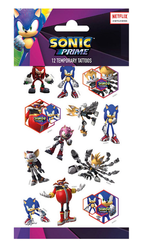 Laikinos sonic sonikas eziukas  tatuiruotės vaikams – spalvingi personažai