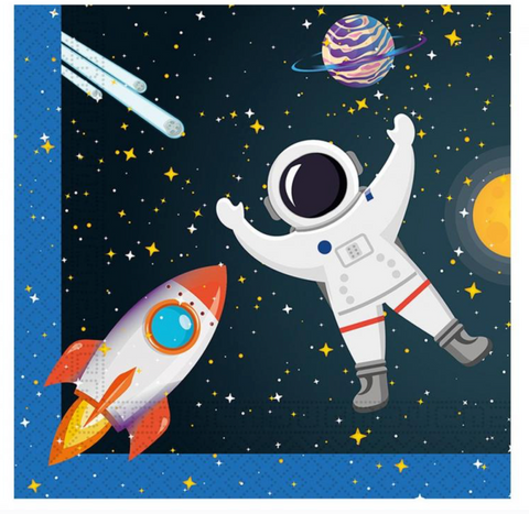 kosmosas tema gimtadienis svente servetėles dekoracijos stalo reikmenys