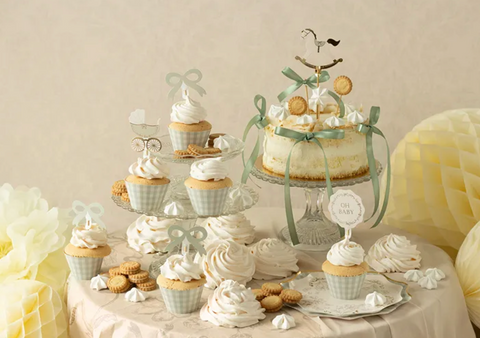 Žalias keksiukų dekoravimo rinkinys Baby Shower šventei