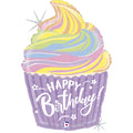 stelinis keksiuko formos Grabo folinis balionas „Happy Birthday“, 69 cm, su alyviniu pagrindu ir įvairiaspalviu kremu